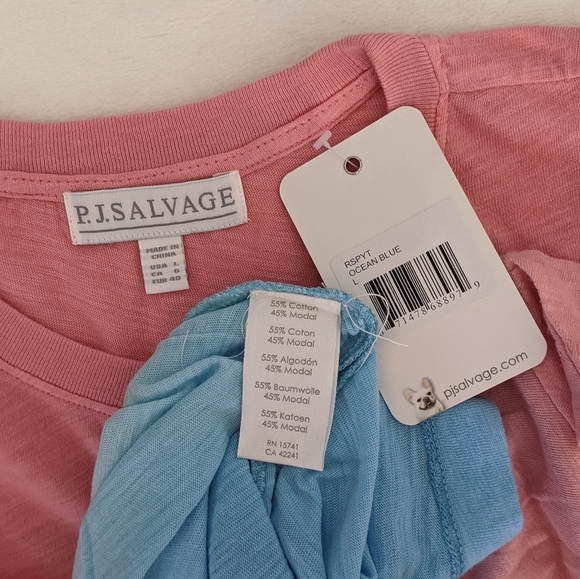 PJ Salvage Tee Short Sleeve Crew Neck Cotton Modal Blue Pink Sunset Ombre L NWT - Picture 11 of 12